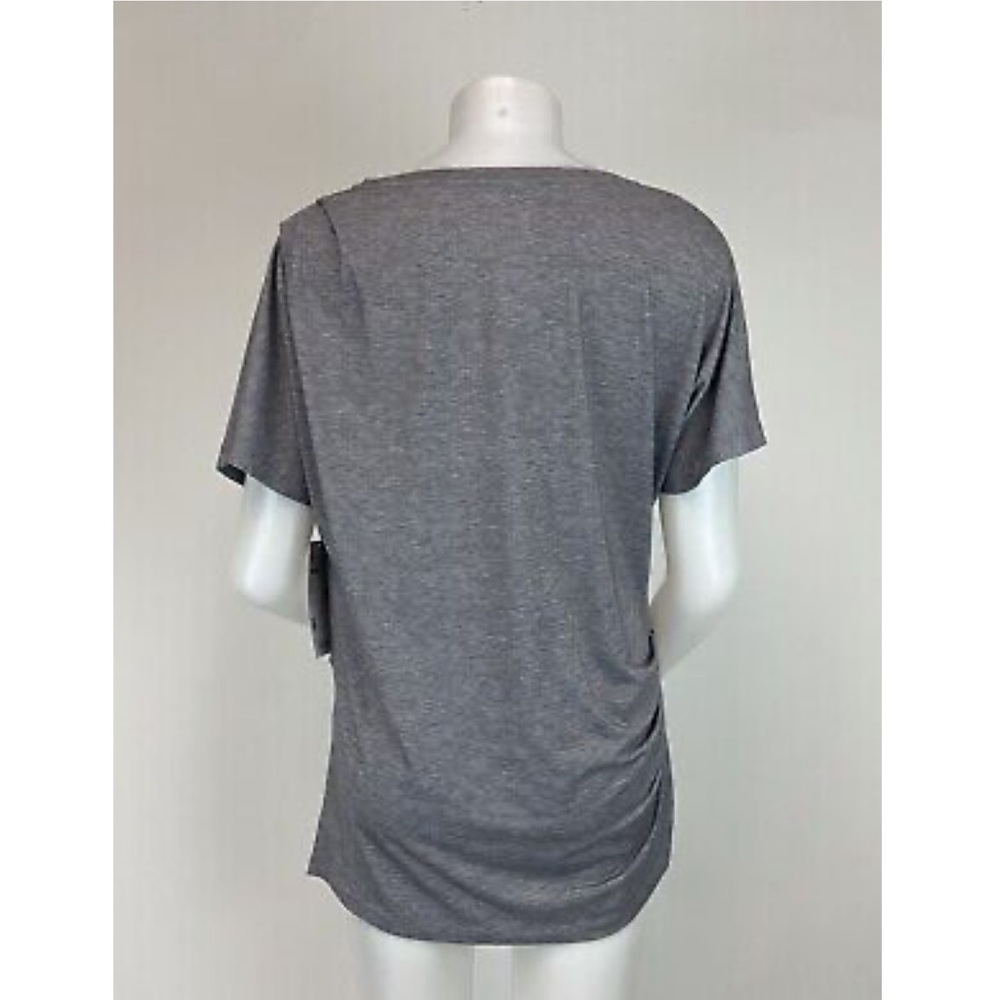 ♥️ ATHLETA Essence Tee Medium Soft Shirt Runched Sides Flattering Grey NWTS-$54 - Picture 4 of 8